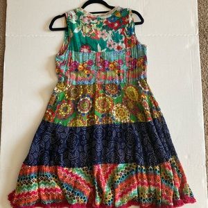 Ruby Yaya multicolor patterned boho midi dress with embellished detail women’s S